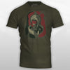 This dark green shirt features the face of Nash from Street Fighter.