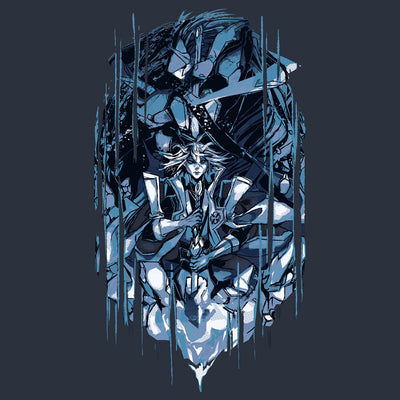 Artwork of the Blazblue Frostbite shirt from Eighty Sixed.