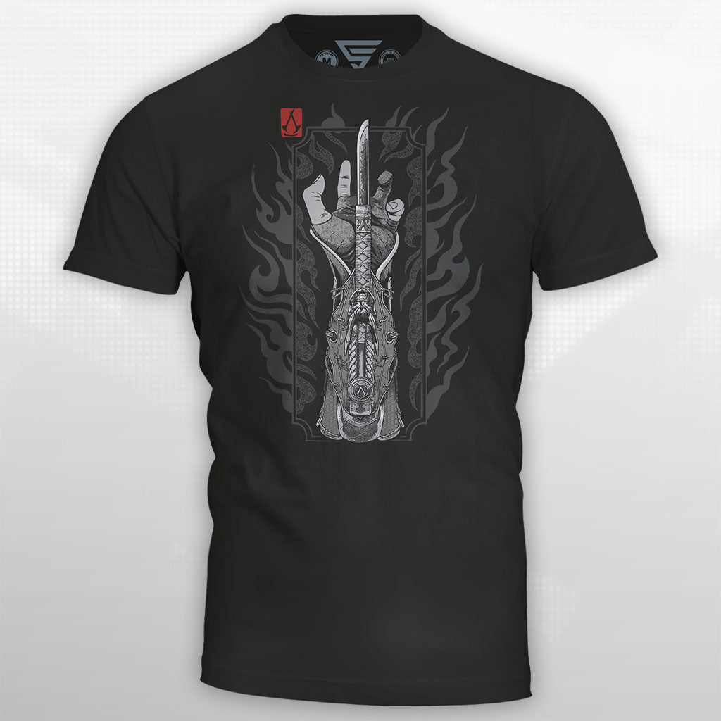 Assassin's Creed Shadows Hidden Blade t-shirt, dark grey front view