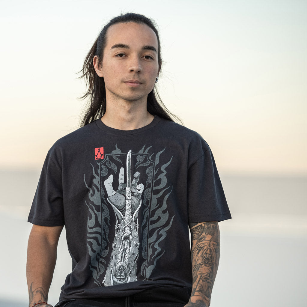 Official Assassin’s Creed Shadows Hidden Blade t-shirt from Eighty Sixed