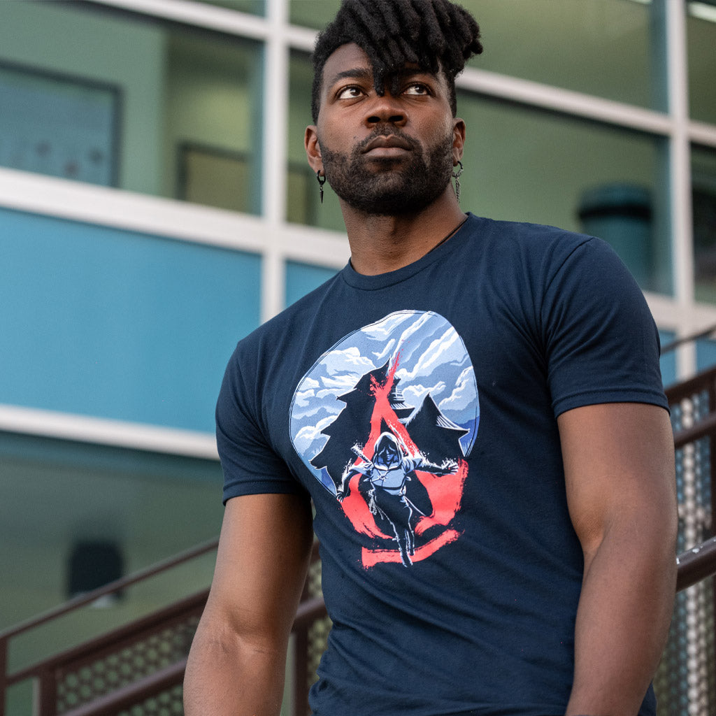 The Assassin&#39;s Creed Shadows Leap of Faith graphic t-shirt by Eighty Sixed