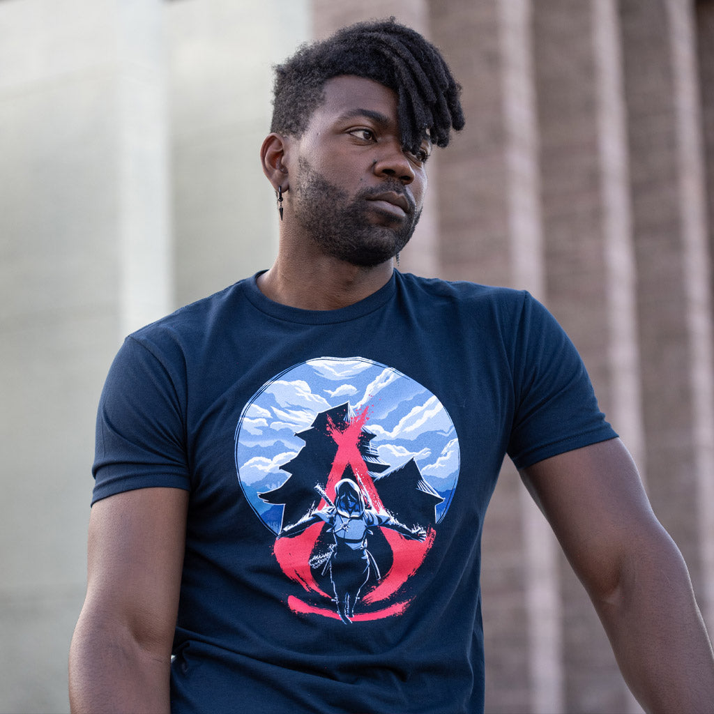 Assassin's Creed Shadows Naoe Leap of Faith t-shirt in dark navy