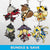 This shows a graphic with all of the Blazblue keychains cutout on a pixelated background.