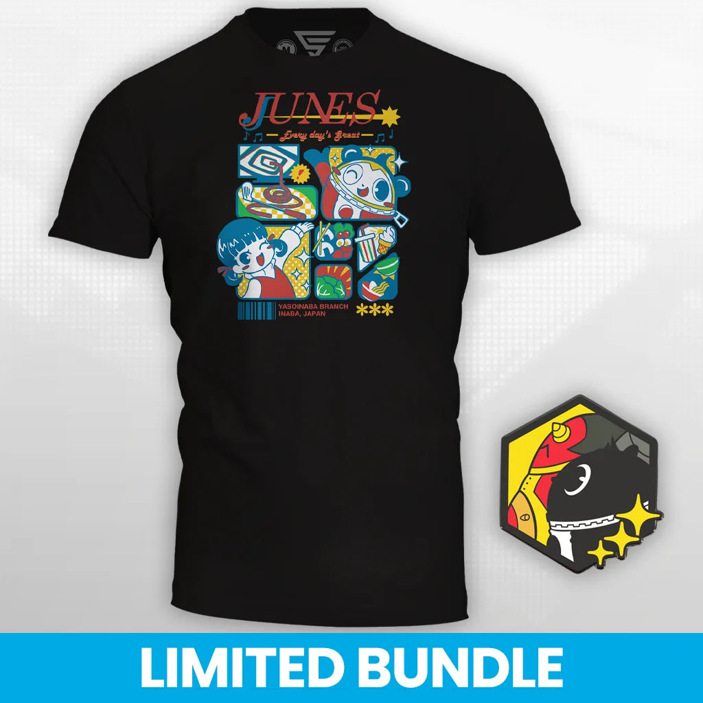 Persona 4 - Junes Tee & Teddie Pin Bundle