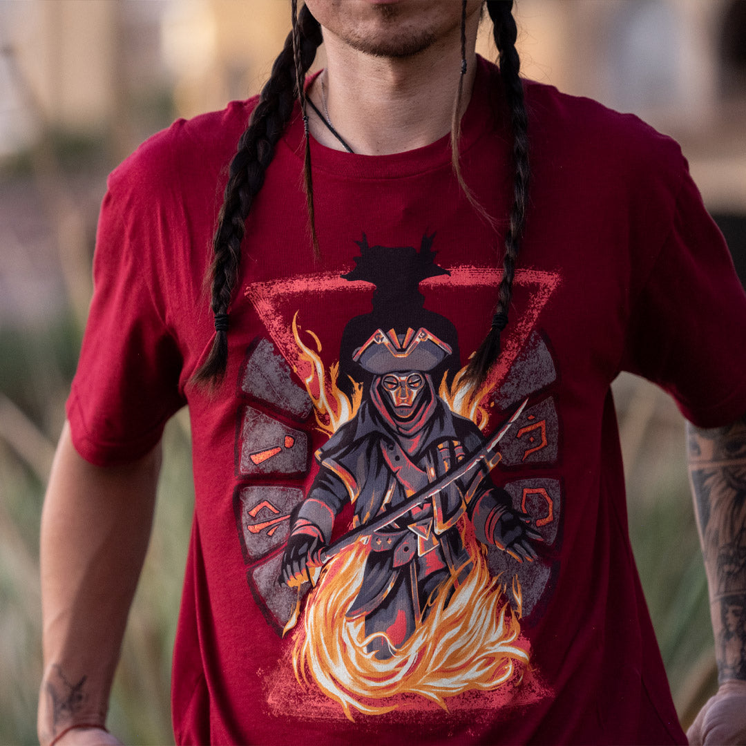 Detail photo of model wearing Sea of Thieves Reaper’s Bones T-Shirt official Rare apparel