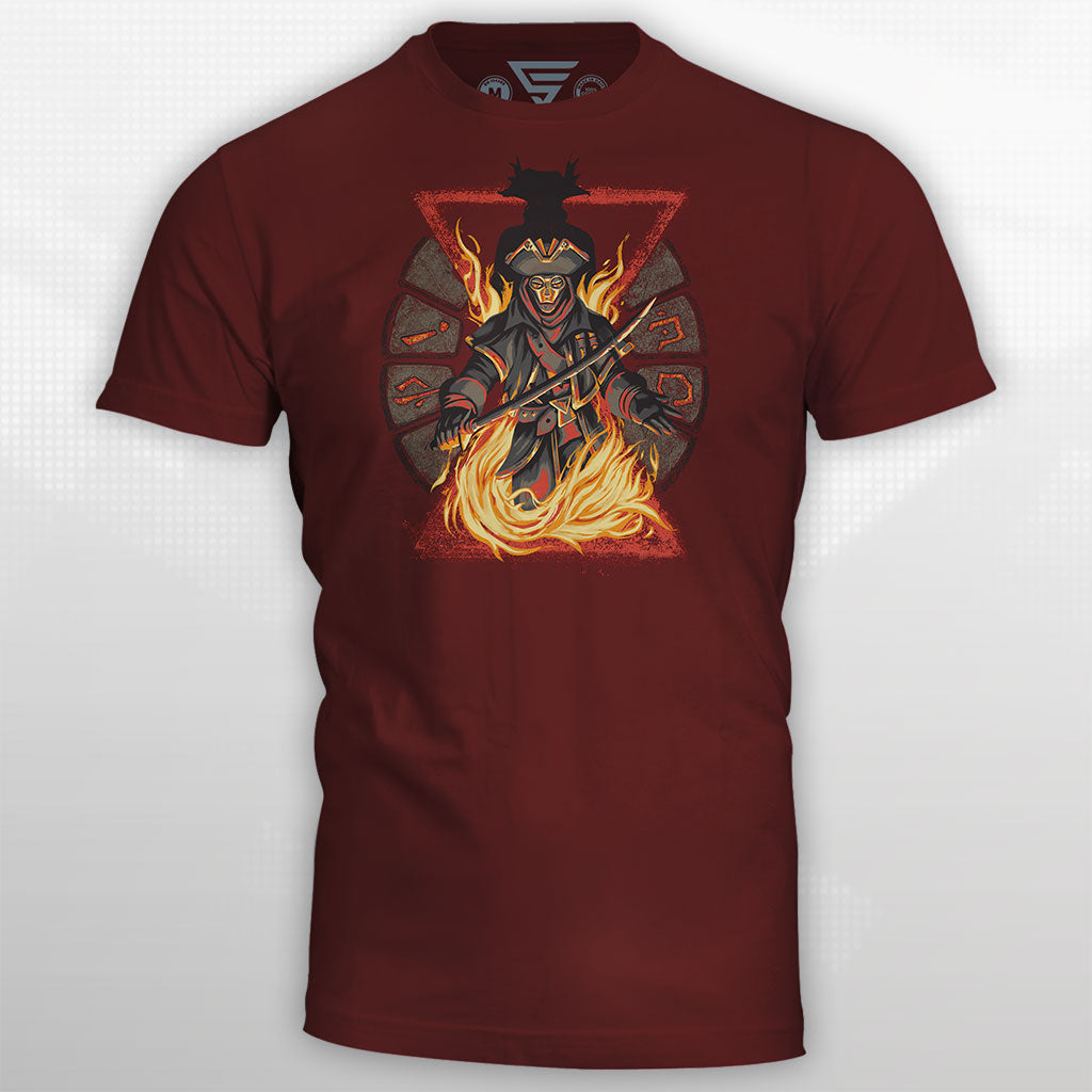 Mockup of Sea of Thieves Reaper’s Bones T-Shirt featuring faction-inspired pirate design