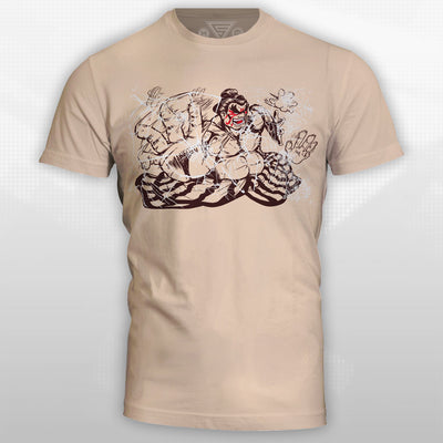 Our chest slap shirt features E.Honda from Street Fighter by Eighty Sixed