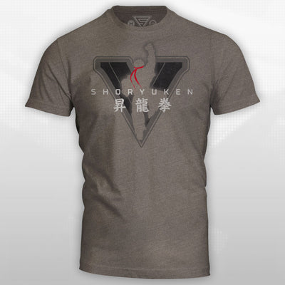 This grey shirt features the iconic Shoryuken by Street Fighter's Ryu