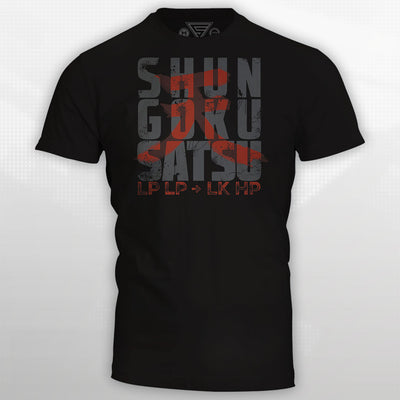 Unleash your raging demon with this Street Fighter shirt based on the forbidden Ansatsuken technique on this black shirt by Eighty Sixed