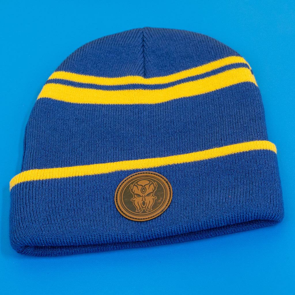 Flatlay of the Terraria Cultist Beanie official Re-Logic apparel from Eighty Sixed