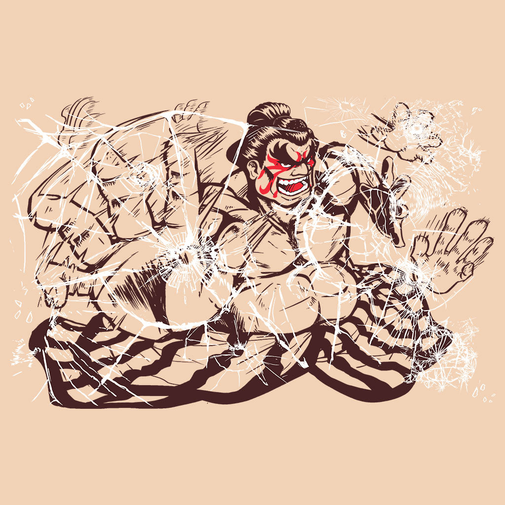 Our chest slap shirt features E.Honda from Street Fighter by Eighty Sixed