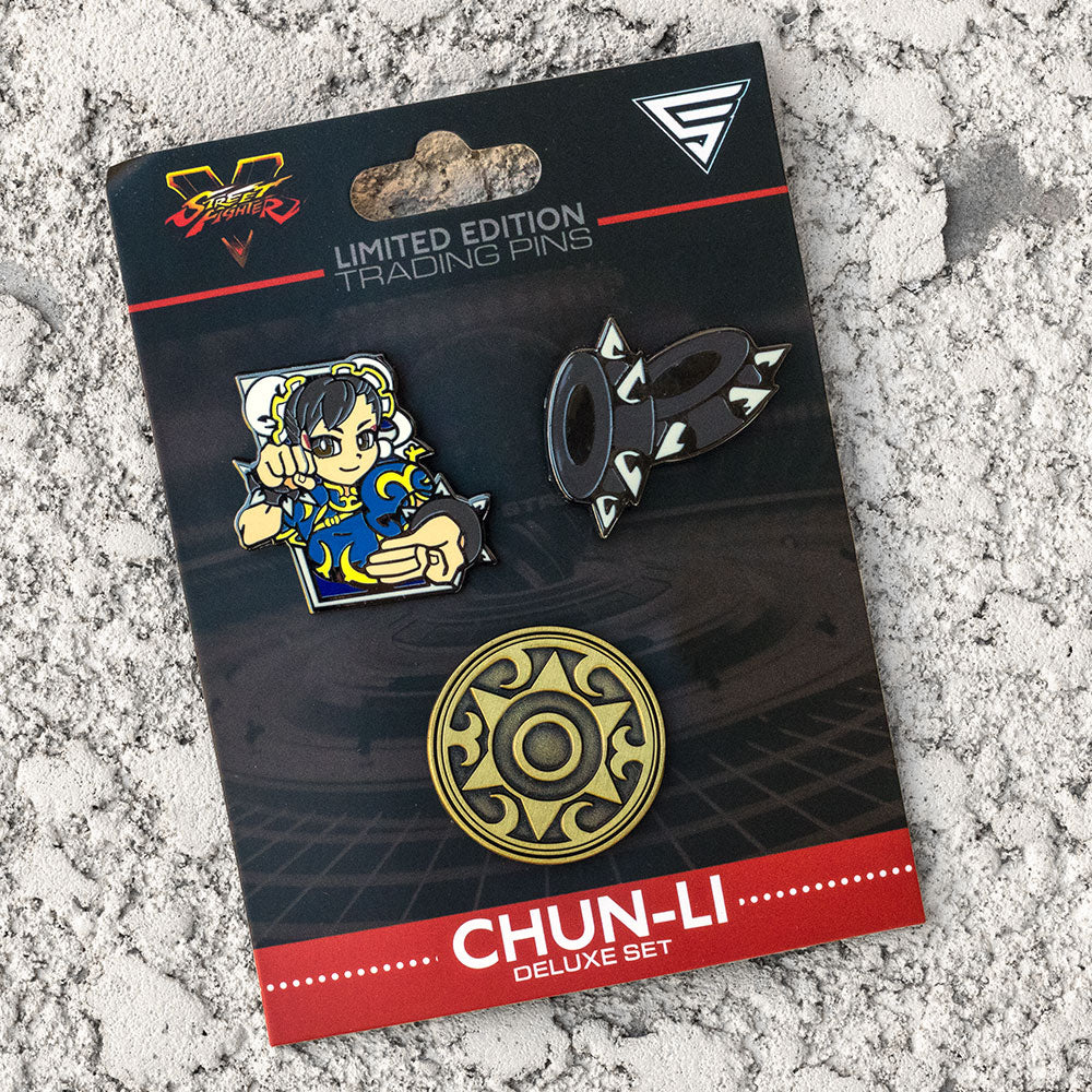 Limited edition pin set of Chin Li from Street Fighter. 