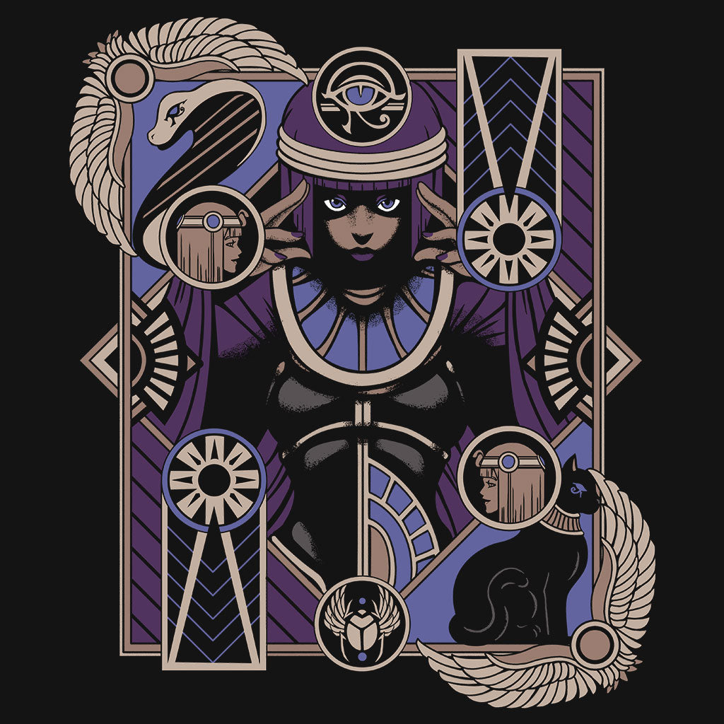 Street Fighter Menat T-Shirt by Eighty Sixed. This is a mockup photo of the tee on a pixellated background.