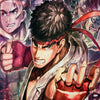 Close up of the Street Fighter Rise Up Poster showing Ryu, Ken and Blanka